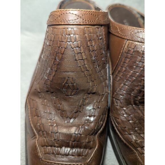 Vintage Liz Claiborne Brown Leather Mules Square Toe Basket Weave Womens 7.5 - Picture 3 of 9